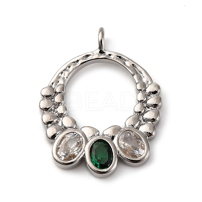Brass Micro Pave Cubic Zirconia Pendants KK-P308-77P-1