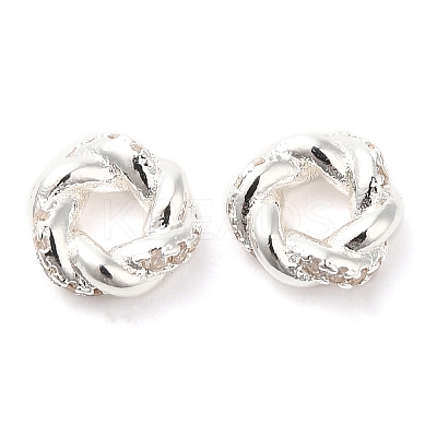 Brass Micro Pave Cubic Zirconia Spacer Beads KK-F855-05S-1