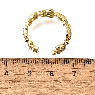 Brass Micro Pave Clear Cubic Zirconia Cuff Rings for Women RJEW-Q008-13G-1