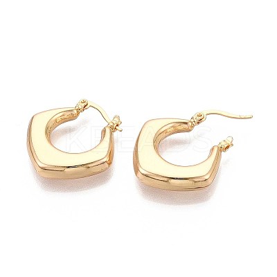 Rhombus Brass Hoop Earrings EJEW-T047-109G-1