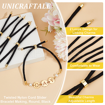 10Pcs Twisted Nylon Cord Slider Bracelet Making MAK-UN0001-54A-1