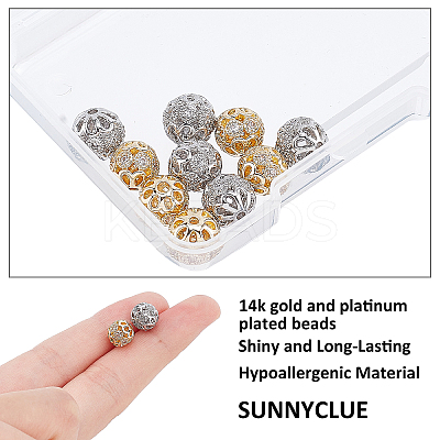 10Pcs 2 Colors Rack Plating Brass Micro Pave Clear Cubic Zirconia Beads ZIRC-SC0001-23-1