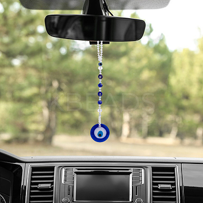 Flat Round with Evil Eye Resin Hanging Decoration HJEW-FH00038-1