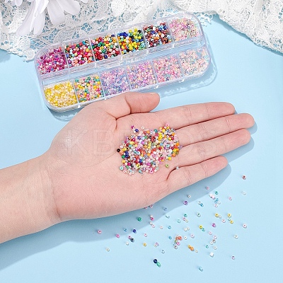 12 Style 12/0 Glass Seed Beads SEED-YW0001-49D-1