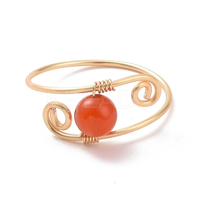 7Pcs Round Natural & Synthetic Mixed Stone Braided Bead Finger Rings RJEW-JR00531-1