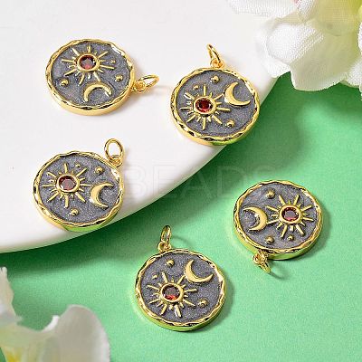 5Pcs Brass Micro Pave Cubic Zirconia Pendants ZIRC-SZ0001-73-1