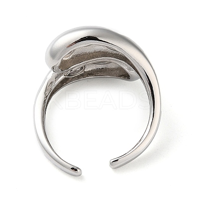 Eco-Friendly Brass Micro Pave Clear Cubic Zirconia Open Cuff Ring for Women RJEW-A025-04P-01-1