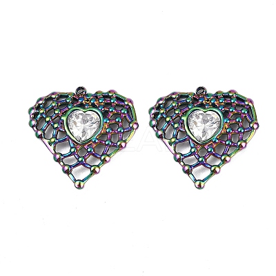 304 Stainless Steel Rhinestone Pendants STAS-L290-52RC-1