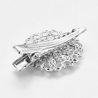 Rack Plating Hair Accessories Iron Alligator Hair Clip Findings MAK-WH0002-01P-1
