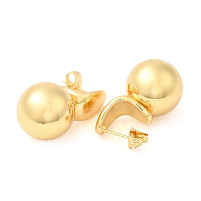 Brass Round Ball Dangle Stud Earrings EJEW-K251-02G-1