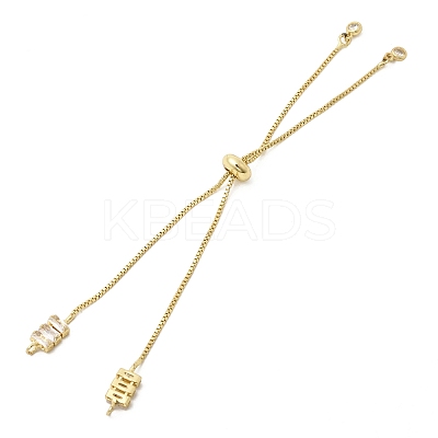 Brass Pave Cubic Zirconia Box Chain Slider Bracelet Making MAK-K024-02G-03-1