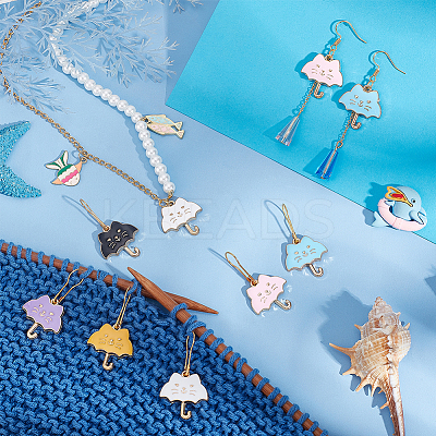 Alloy Enamel Cat Umbrella Pendant Locking Stitch Markers HJEW-PH01882-1