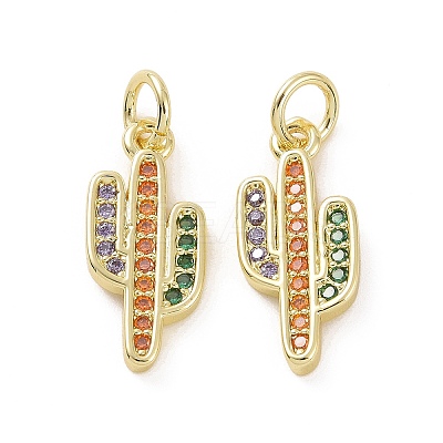 Brass Micro Pave Colorful Cubic Zirconia Pendants KK-E068-VF151-1