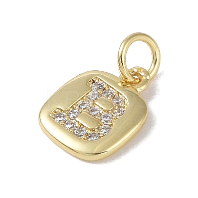 Rack Plating Brass Micro Pave CLear Cubic Zirconia Charms KK-E110-14G-B-1