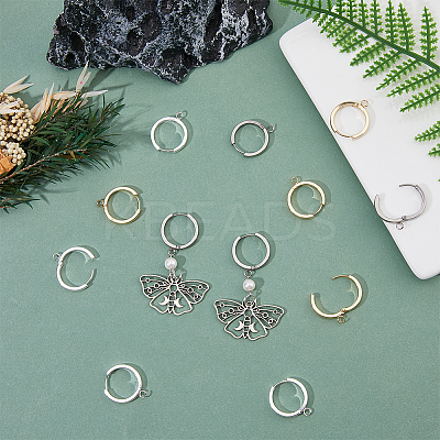 12Pcs 3 Colors 201 Stainless Steel Huggie Hoop Earrings Findings FIND-DC0005-89-1