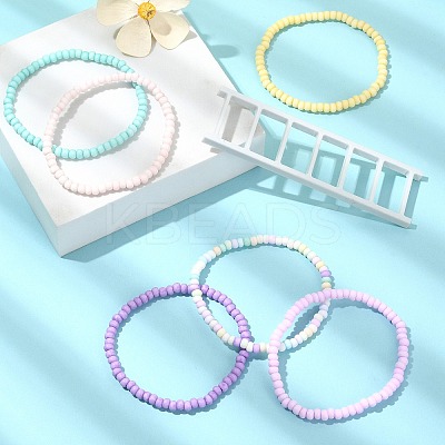 6Pcs 6 Color Glass Seed Beaded Stretch Bracelets Set BJEW-JB09509-1