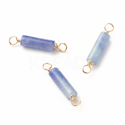 Dyed & Heated Natural Blue Aventurine Connector Charms PALLOY-JF01454-01-1