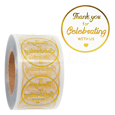 Hot Stamping BOPP Thank You Gift Sticker Rolls STIC-WH0004-20-1