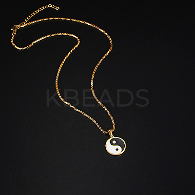 304 Stainless Steel Enamel Yin Yang Pendant Necklaces for Women VV9279-1-1