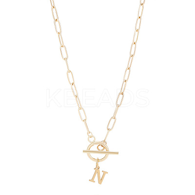 304 Stainless Steel Letter Pendant Necklaces NJEW-LP0001-52N-G-1