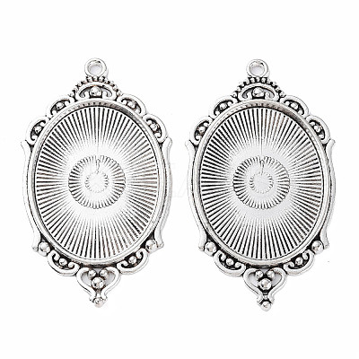 Tibetan Style Alloy Pendant Cabochon Settings X-TIBEP-R304-016AS-LF-1