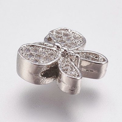 Brass Micro Pave Cubic Zirconia Beads ZIRC-E143-60P-1