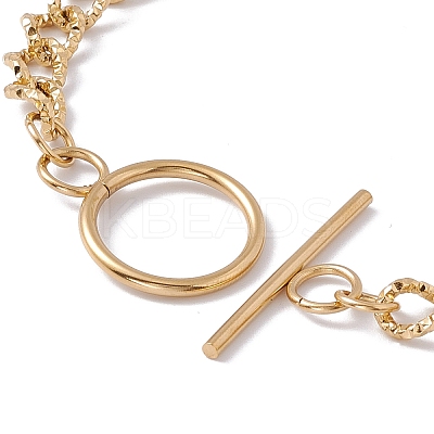 Ion Plating(IP) 304 Stainless Steel Curb Chain Bracelet with Toggle Clasp for Women BJEW-E017-01G-1