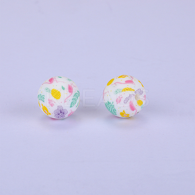 Printed Round Silicone Focal Beads SI-JX0056A-40-1