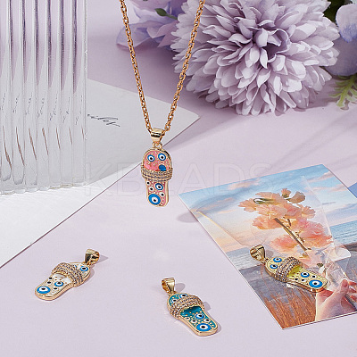 5Pcs 5 Colors Brass Micro Pave Clear Cubic Zirconia Pendants ZIRC-BBC0001-88-1