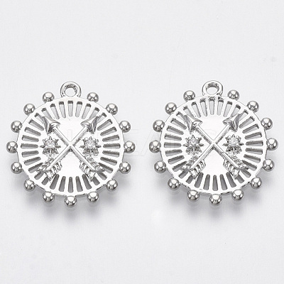 Brass Micro Pave Cubic Zirconia Pendants KK-R130-002-NF-1