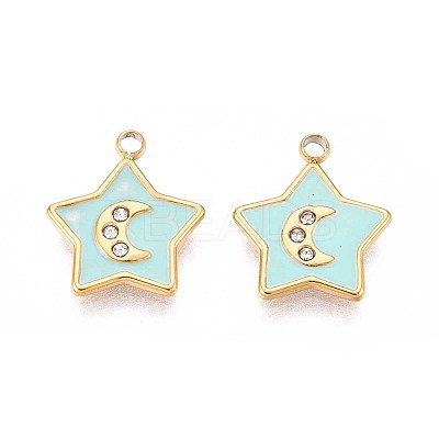 Ion Plating(IP) 304 Stainless Steel Rhinestone Charms STAS-N109-244G-1