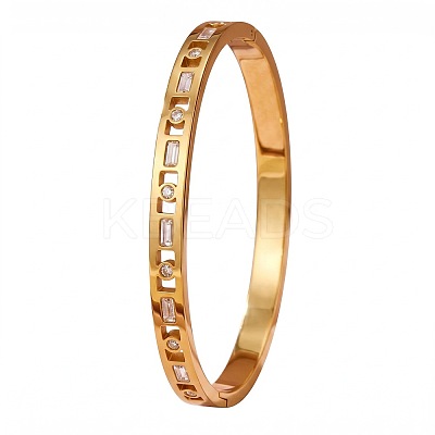 304 Stainless Steel Pave Clear Cubic Zirconia Hollow Rectangle Hinged Cuff Bangles for Women WG179B8-02-1