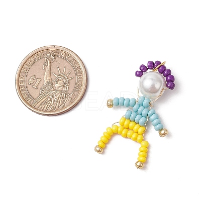 Glass Seed Bead with Glass Pearl Round Bead People Pendants PALLOY-MZ00643-1
