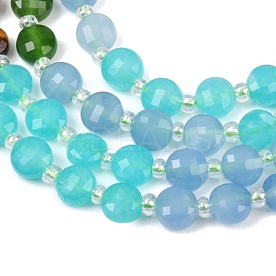 Natural Agate(Dyed & Heated) & Dyed White Jade & Tiger Eye Beads Strands G-Z135-B04-1
