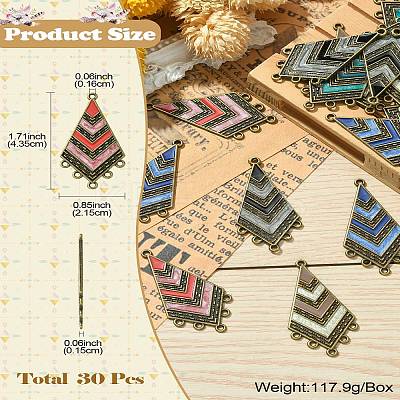 30Pcs 5 Colors Tibetan Style Alloy Enamel Chandelier Component Links ENAM-CJ0005-91-1