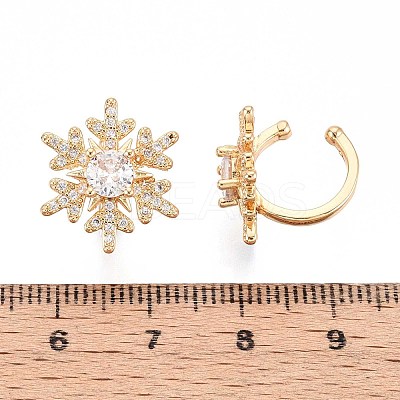 Brass Micro Pave Clear Cubic Zirconia Cuff Earrings EJEW-T047-75G-1