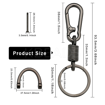 4Pcs 2 Colors Zinc Alloy Push Gate Snap Keychain Clasp Findings FIND-CA0005-88-1
