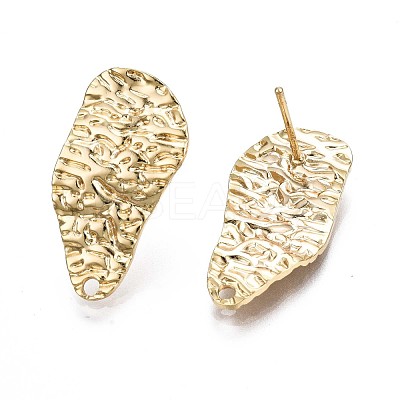 Hammered Brass Stud Earring Findings KK-Q764-036-1