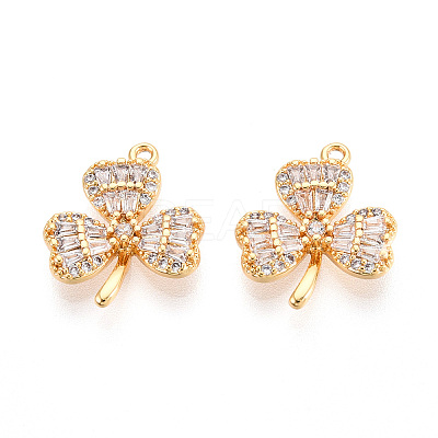 Brass Micro Pave Cubic Zirconia Pendants KK-N263-04G-1