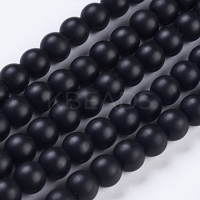 Synthetic Black Stone Beads Strands G-R345-6mm-38-1-1