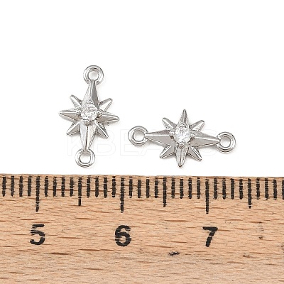Brass Pave Clear Cubic Zirconia Connector Charms KK-H524-14P-1