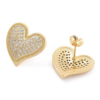 Brass Pave Cubic Zirconia Stud Earrings EJEW-U005-10G-1