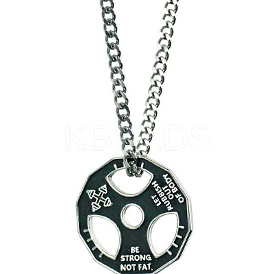 Fitness Barbell Alloy Black Enamel Pendant Necklaces for Men FS-WG955E3-01-1