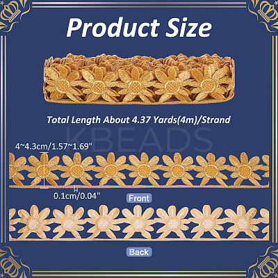 Ethnic Style Polyester Metallic Thread Embroidery Floral Trimming SRIB-WH0011-137A-1