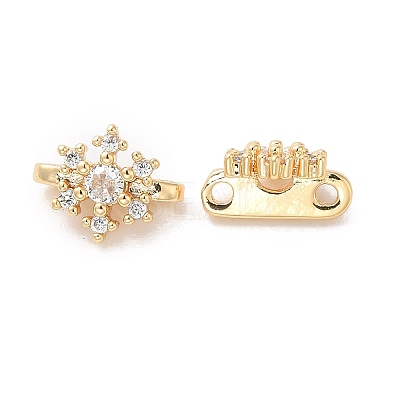 Christmas Brass Pave Clear Cubic Zirconia Slide Charms X-KK-G465-39G-1