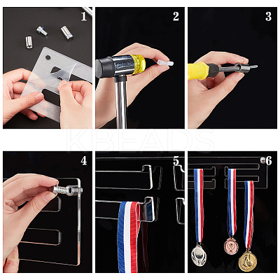Acrylic Medal Hanger Holder Display Wall Rack HJEW-WH0047-01-1