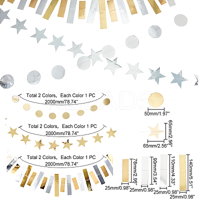 5Pcs 5 Style Paper Garlands AJEW-PH0004-58-1