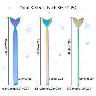 3Pcs 3 Style Stainless Steel Fishtail Bangle Blank Strips FIND-UN0001-96MC-1