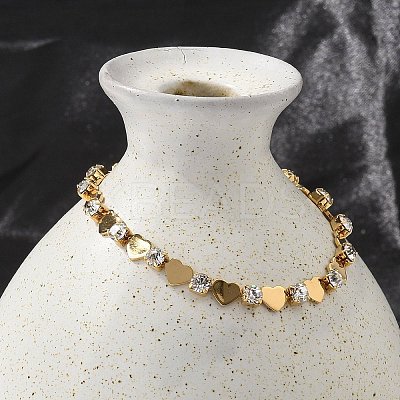 304 Stainless Steel Rhinestone Cup Chain Bracelets for Women BJEW-F488-26F-G-1