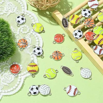 40Pcs 8 Styles Sports Theme Alloy Enamel Connector Charms ENAM-CJ0005-90-1